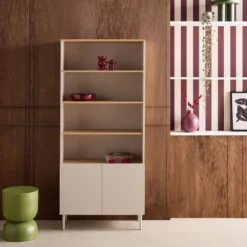 sweeek Libreria in metallo e decorazione in legno a 6 livelli