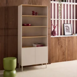 sweeek Libreria in metallo e decorazione in legno a 6 livelli