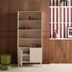 sweeek Libreria in metallo e decorazione in legno a 6 livelli