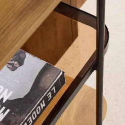 sweeek Libreria in vetro, legno e metallo a 5 livelli