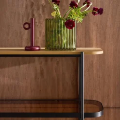 sweeek Libreria in vetro, legno e metallo a 5 livelli