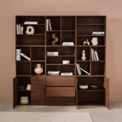 sweeek Libreria modulabile decorazione legno 9 elementi