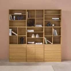 sweeek Libreria modulare decorativa in legno con 9 elementi