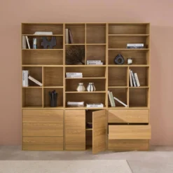 sweeek Libreria modulare decorativa in legno con 9 elementi