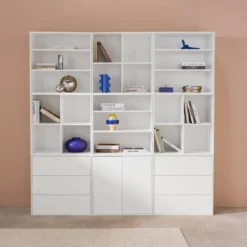 Libreria modulare decorativa in legno con 9 elementi
