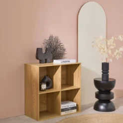 sweeek Libreria modulare in legno a 2 ripiani, 4 vani