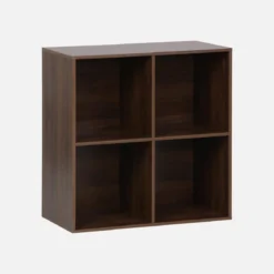 Libreria modulare in legno a 2 ripiani, 4 vani