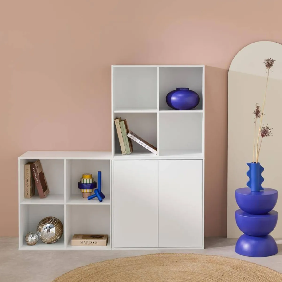 sweeek Libreria modulare in legno 3 elementi, 2 ante 8 vani