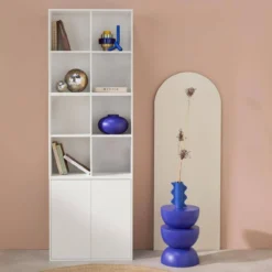 sweeek Libreria modulare in legno 3 elementi, 2 ante 8 vani