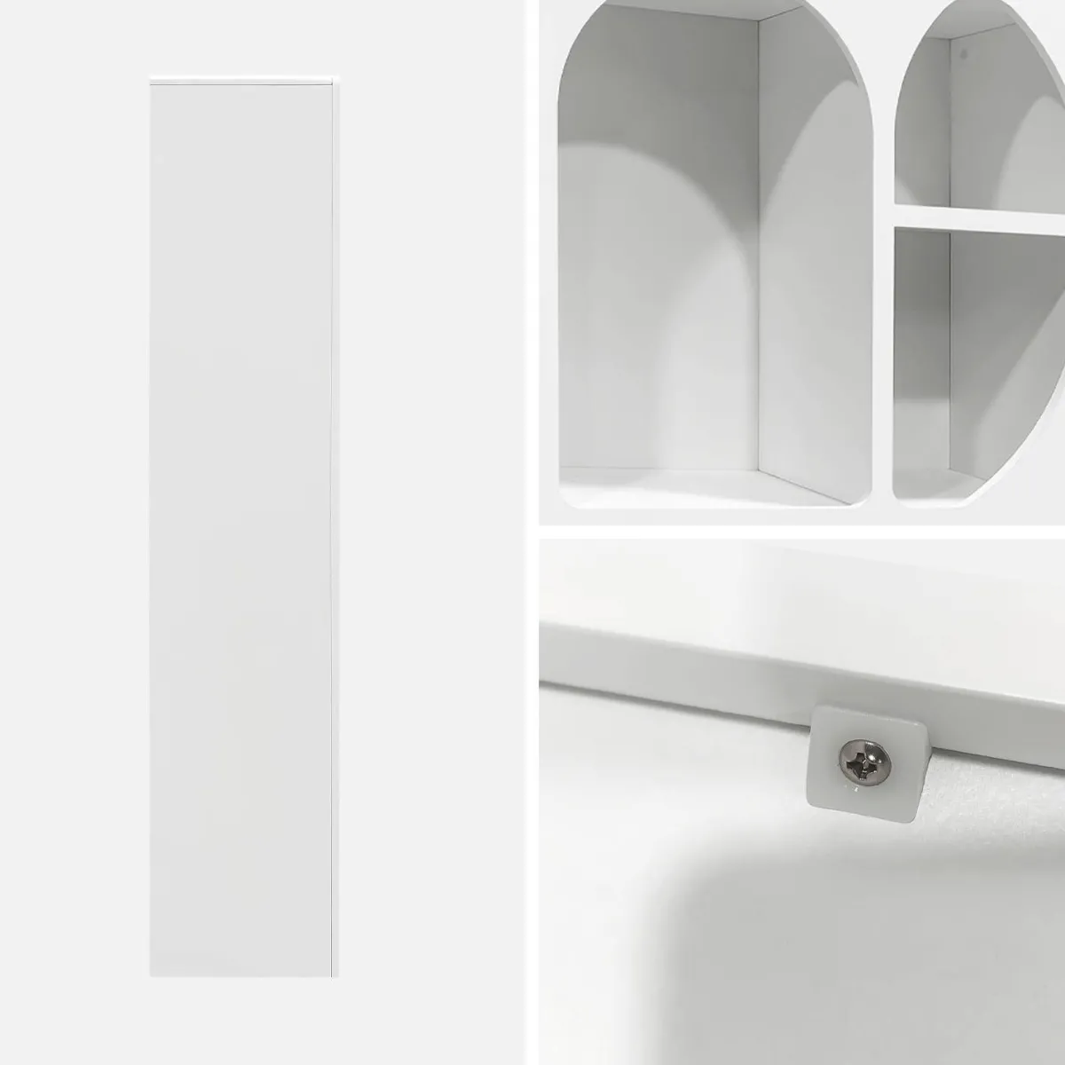 sweeek Libreria organica bianca effetto legno con 8 vani