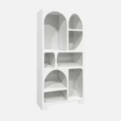sweeek Libreria organica bianca effetto legno con 8 vani