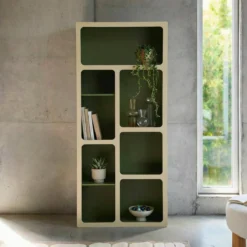 sweeek Libreria organica in legno bicolore con 8 scomparti