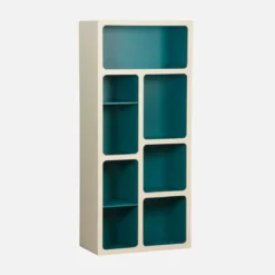 Libreria organica in legno bicolore con 8 scomparti