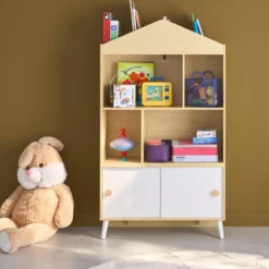 sweeek Libreria per bambini a 2 ante, scaffali