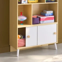 sweeek Libreria per bambini a 2 ante, scaffali