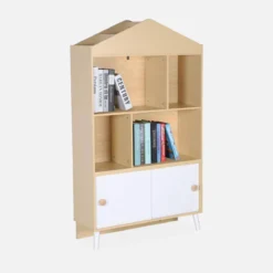sweeek Libreria per bambini a 2 ante, scaffali
