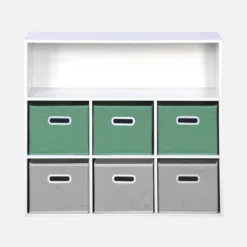 sweeek Libreria per bambini con 6 cestini in velluto