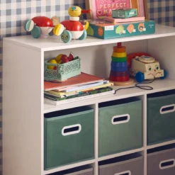sweeek Libreria per bambini con 6 cestini in velluto