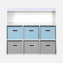 Libreria per bambini con 6 cestini in velluto