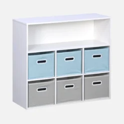 Libreria per bambini con 6 cestini in velluto