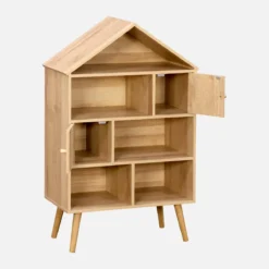 sweeek Libreria per bambini effetto legno e canna, 7 scomparti