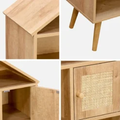 sweeek Libreria per bambini effetto legno e canna, 7 scomparti