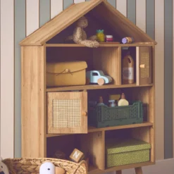sweeek Libreria per bambini effetto legno e canna, 7 scomparti
