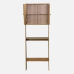 sweeek Mensola mobile WC decorato in legno e canna