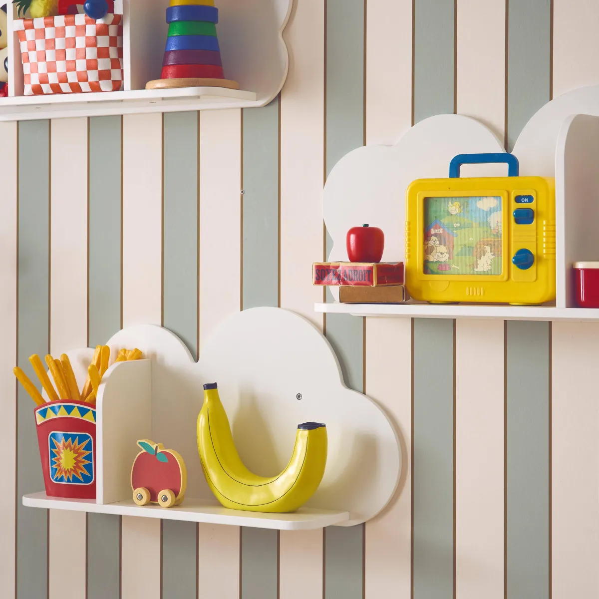 sweeek Mensole da parete nuvole per la cameretta dei bambini, set di 3