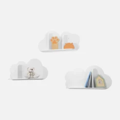 sweeek Mensole da parete nuvole per la cameretta dei bambini, set di 3