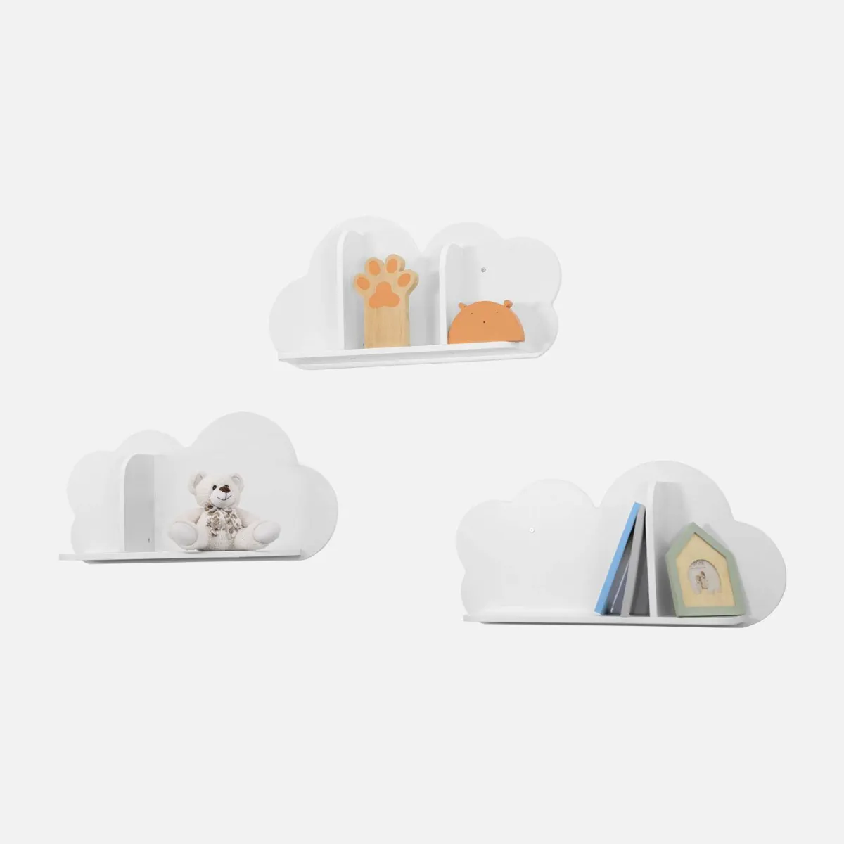 sweeek Mensole da parete nuvole per la cameretta dei bambini, set di 3
