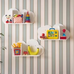 sweeek Mensole da parete nuvole per la cameretta dei bambini, set di 3