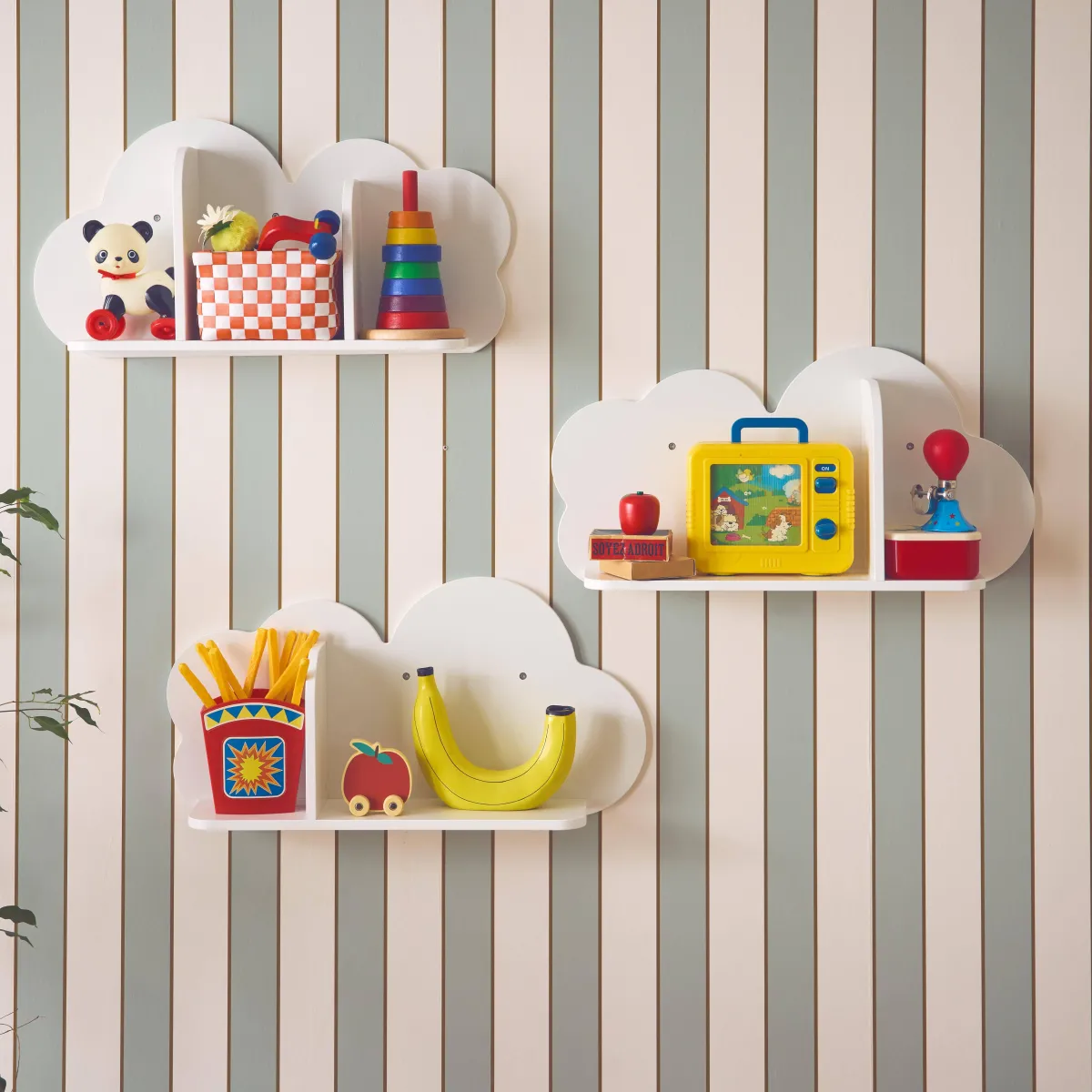sweeek Mensole da parete nuvole per la cameretta dei bambini, set di 3