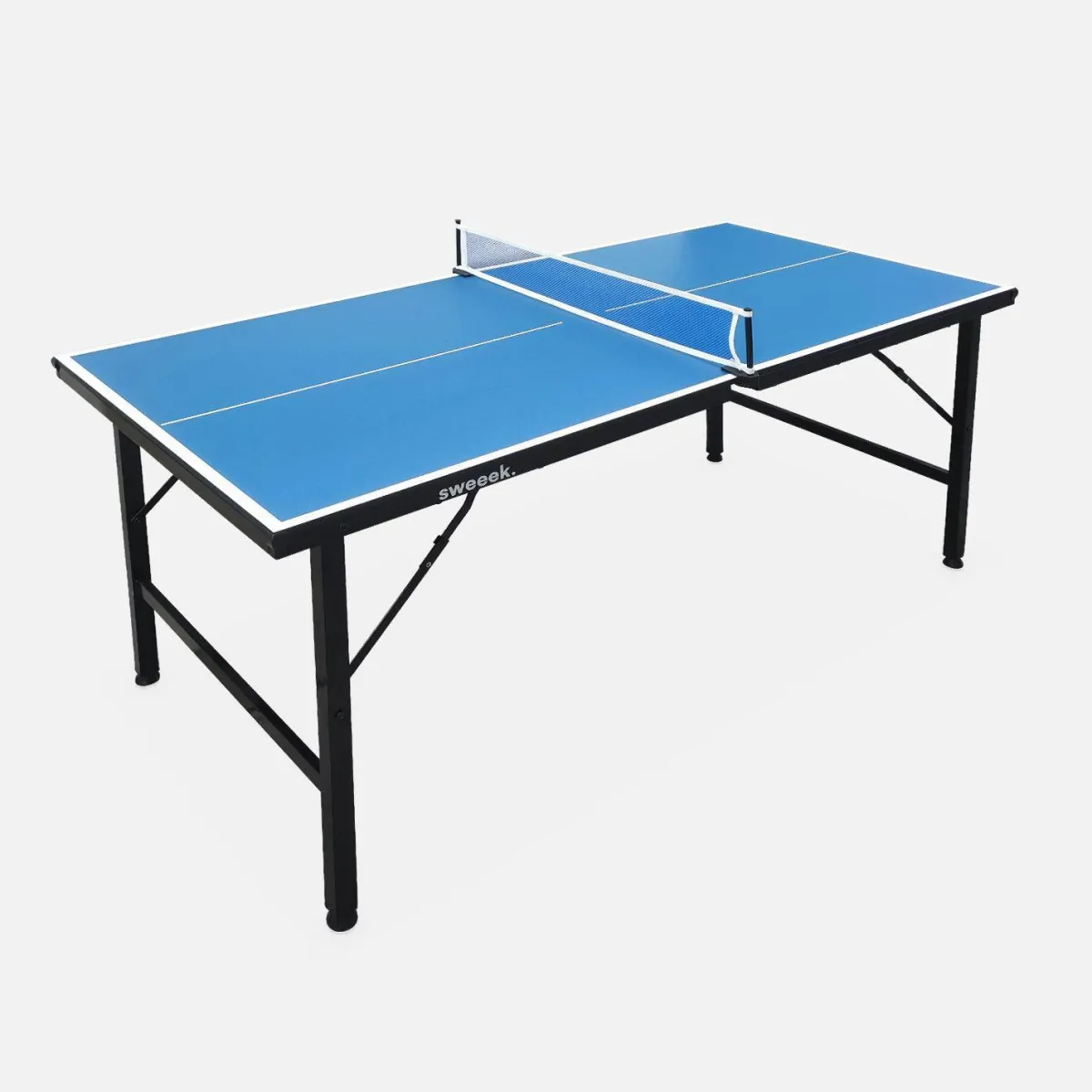 sweeek Mini tavolo da ping pong per interni pieghevole con 4 racchette e 6 palline, 150cm