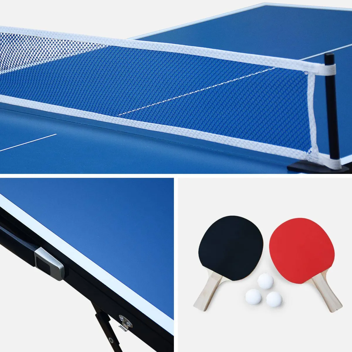 sweeek Mini tavolo da ping pong per interni pieghevole con 4 racchette e 6 palline, 150cm