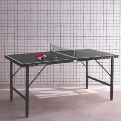 Mini tavolo da ping pong per interni pieghevole con 4 racchette e 6 palline, 150cm
