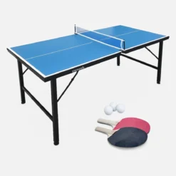 sweeek Mini tavolo da ping pong pieghevole per interni con 2 racchette e 3 palline, 150cm