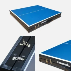 sweeek Mini tavolo da ping pong pieghevole per interni con 2 racchette e 3 palline, 150cm