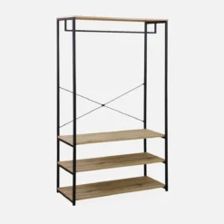 sweeek Mobile d'ingresso in metallo e legno con barra di sospensione, 3 livelli