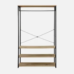 sweeek Mobile d'ingresso in metallo e legno con barra di sospensione, 3 livelli