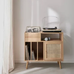 sweeek Mobile per vinili con decorazioni in canna e legno