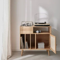 sweeek Mobile per vinili con decorazioni in canna e legno