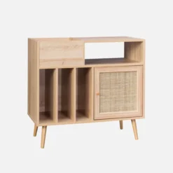 sweeek Mobile per vinili con decorazioni in canna e legno