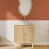 sweeek Mobile sotto lavabo decorato in legno e vimini
