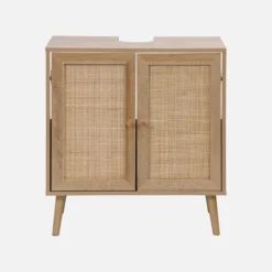 sweeek Mobile sotto lavabo decorato in legno e vimini