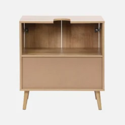 sweeek Mobile sotto lavabo decorato in legno e vimini