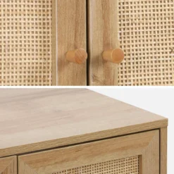 sweeek Mobile sotto lavabo decorato in legno e vimini