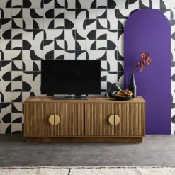 sweeek Mobile TV a 4 ante effetto legno esotico, 140cm