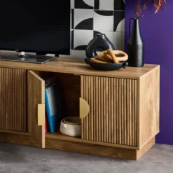sweeek Mobile TV a 4 ante effetto legno esotico, 140cm