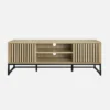 sweeek Mobile TV a 2 ante in legno scanalato e metallo nero, 120cm